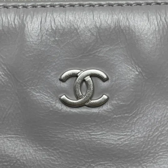 22 Small Shiny Calfskin Quilted Grey SHW - Image 24