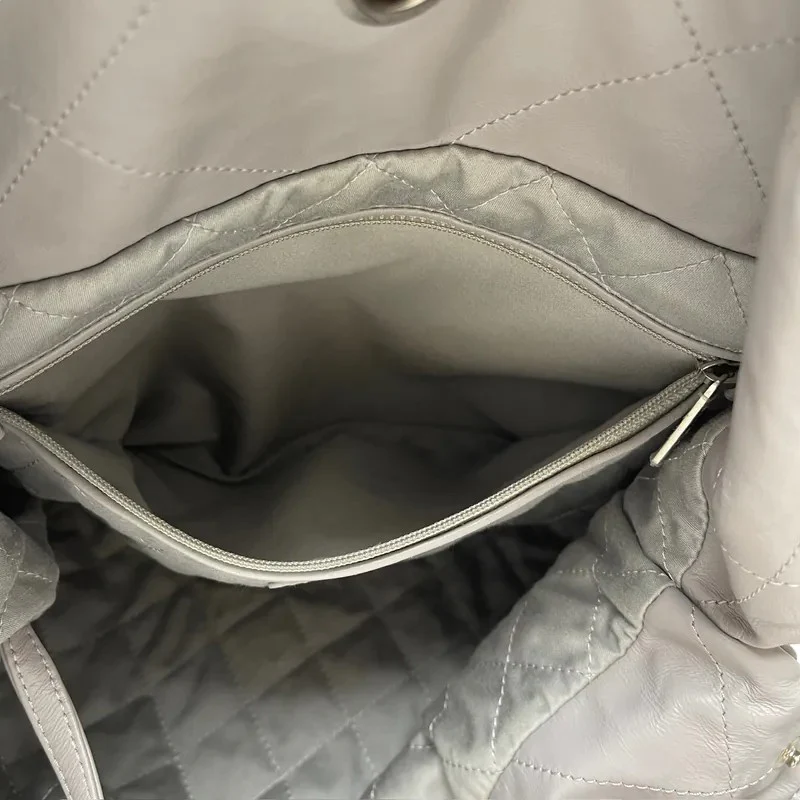 22 Small Shiny Calfskin Quilted Grey SHW - Image 30