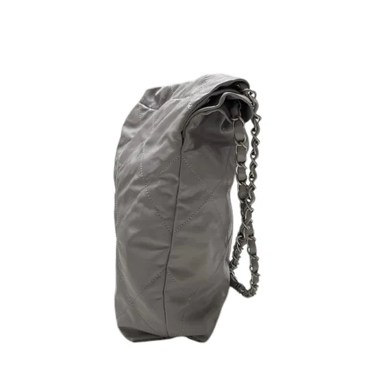 22 Small Shiny Calfskin Quilted Grey SHW - Image 4