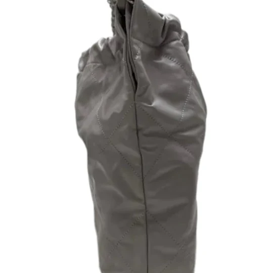 22 Small Shiny Calfskin Quilted Grey SHW - Image 6