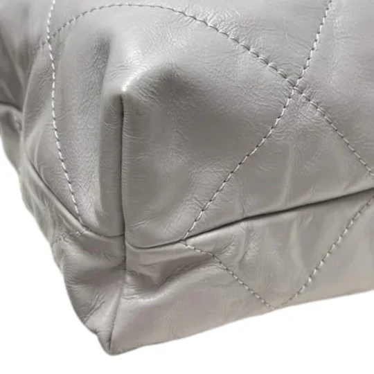 22 Small Shiny Calfskin Quilted Grey SHW - Image 7