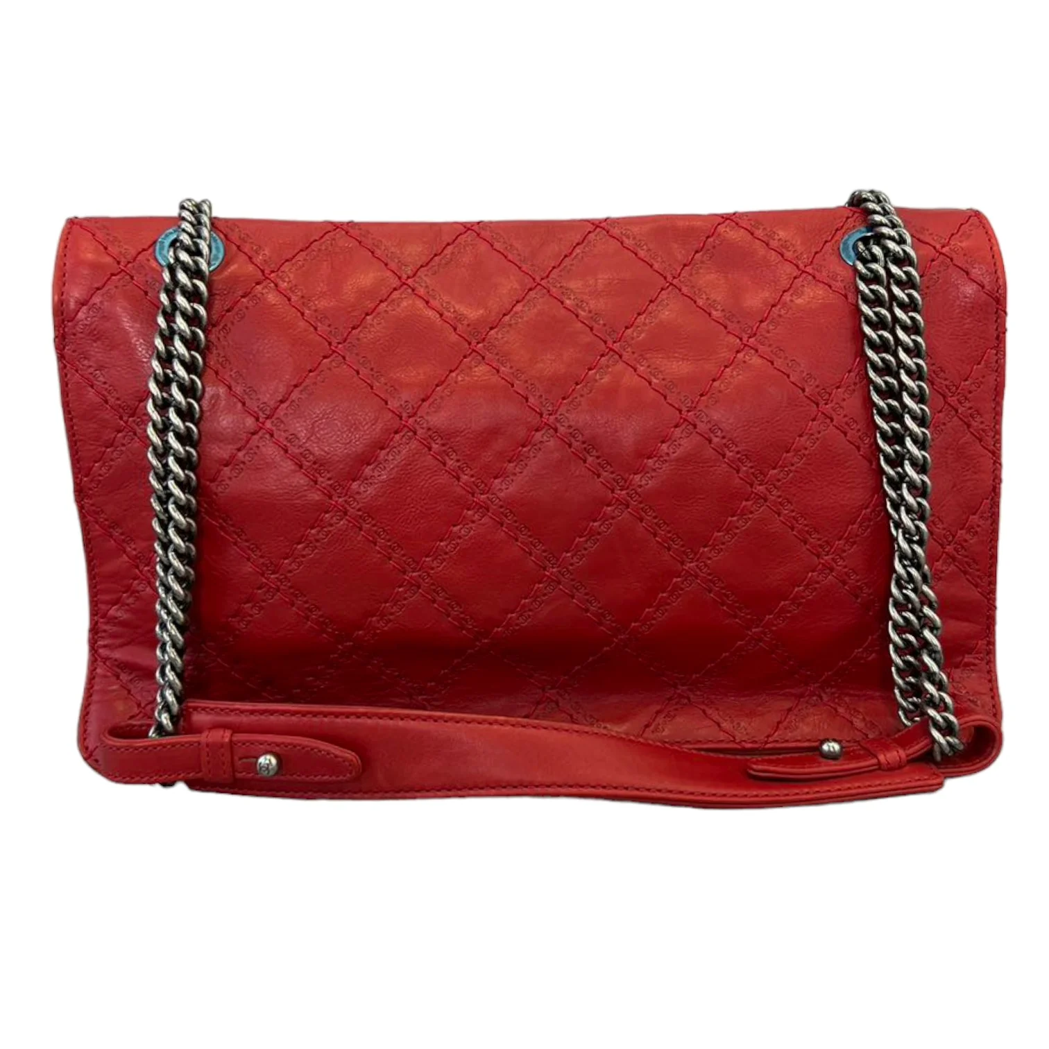 2.55 Reissue 227 Flap Aged Calfskin Embossed Logo Quilted Red RHW - Image 2