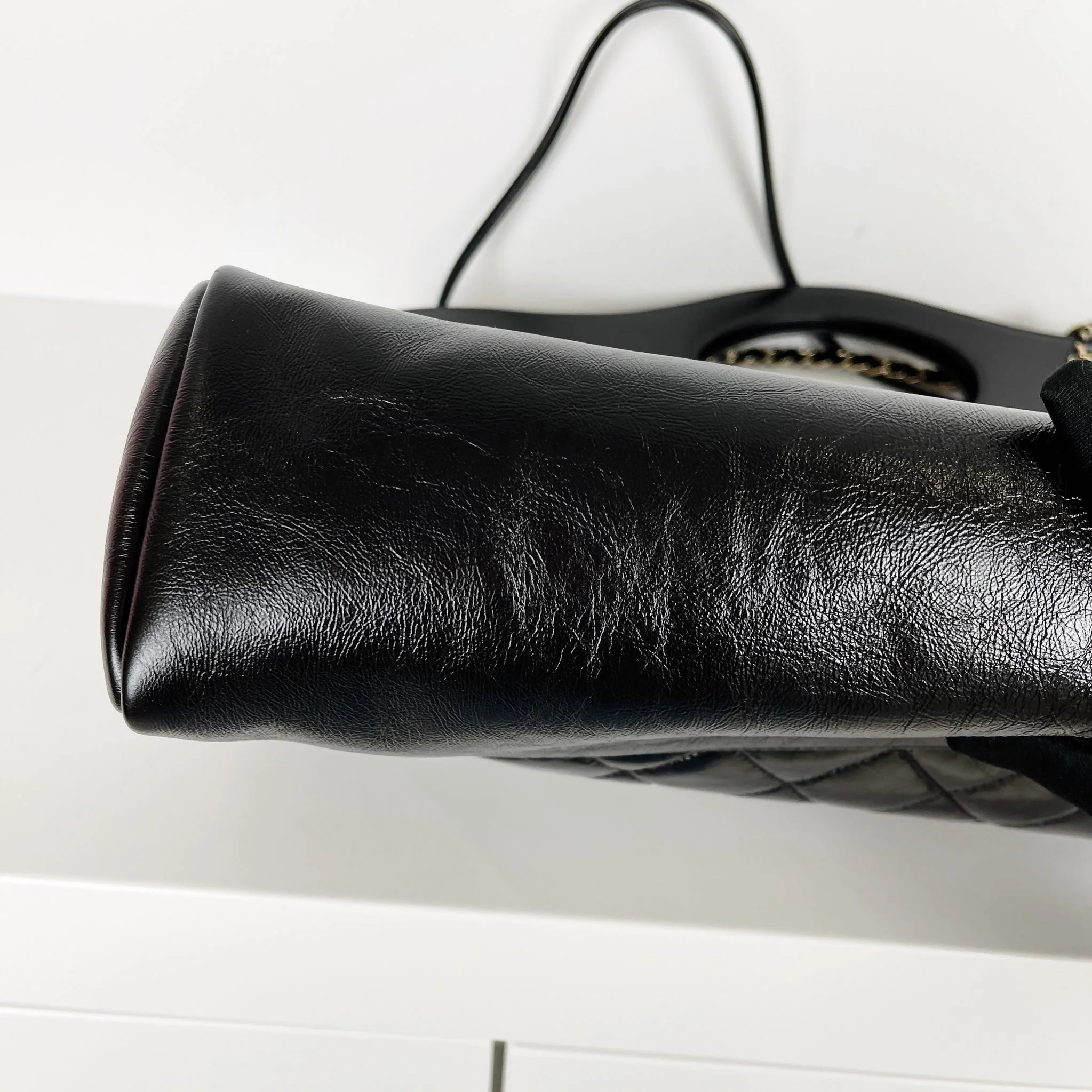 31 Shopping Bag  Crumpled Calfskin Large Black - Image 5