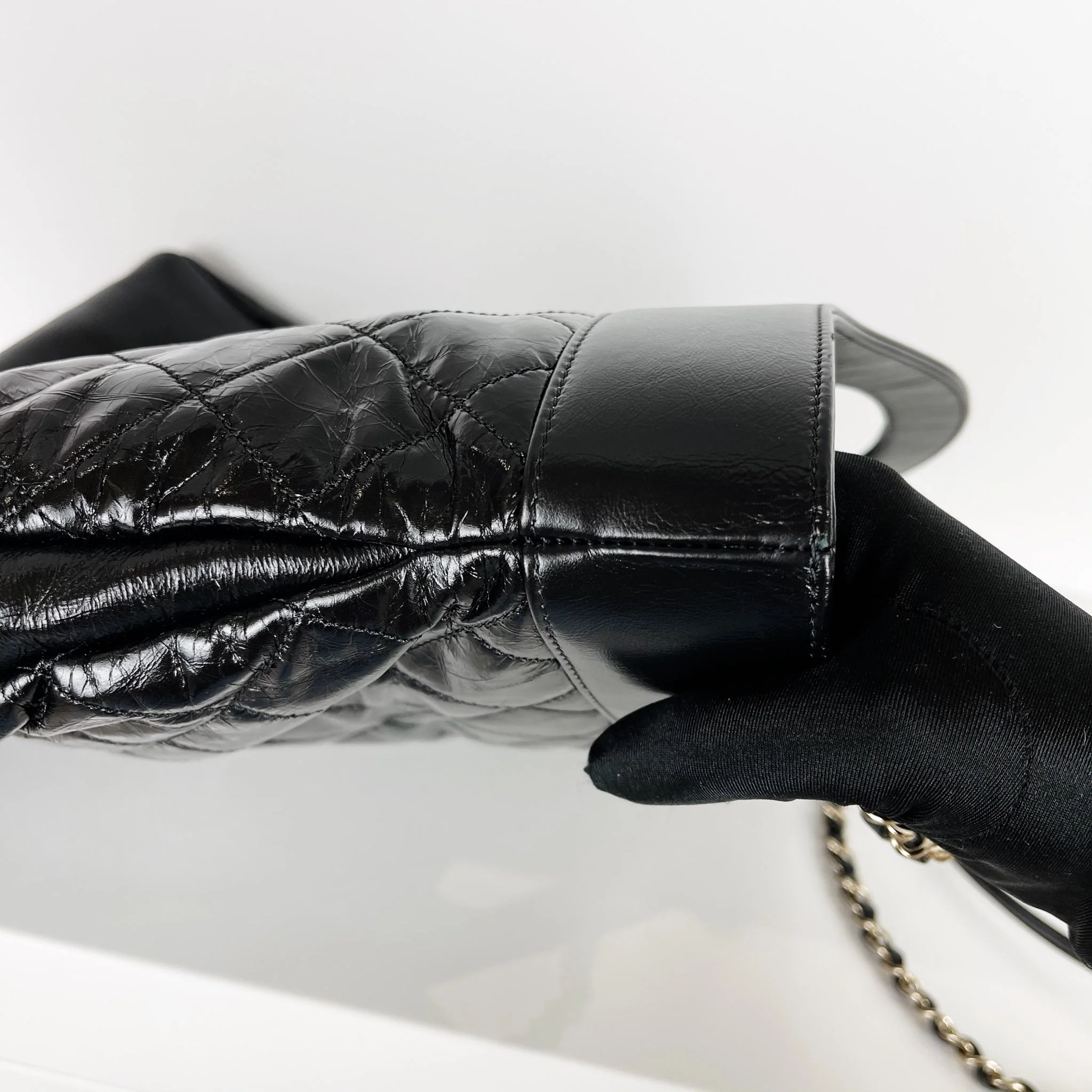 31 Shopping Bag  Crumpled Calfskin Large Black - Image 6