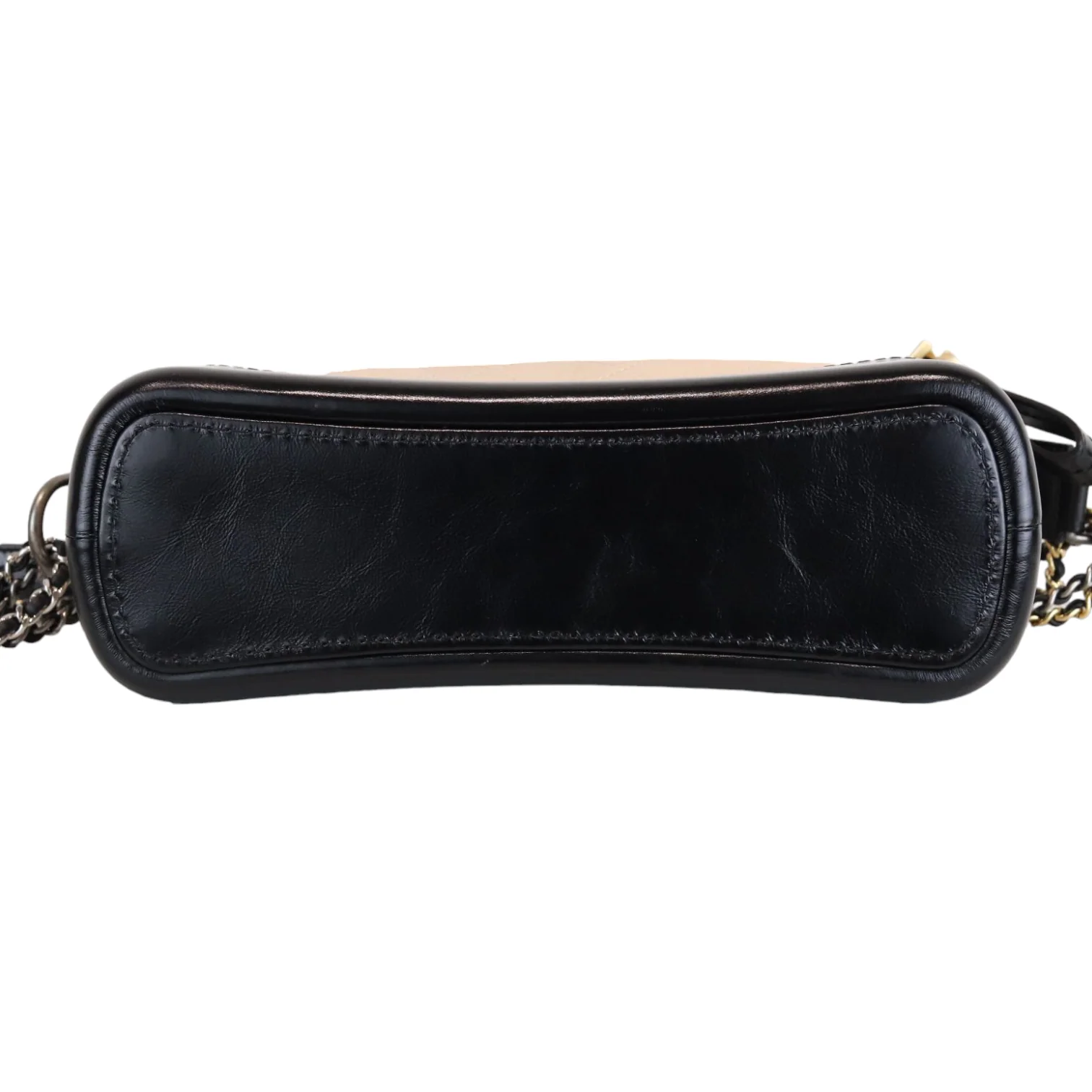 Aged Calfskin Quilted Medium Gabrielle Hobo Beige Black - Image 3