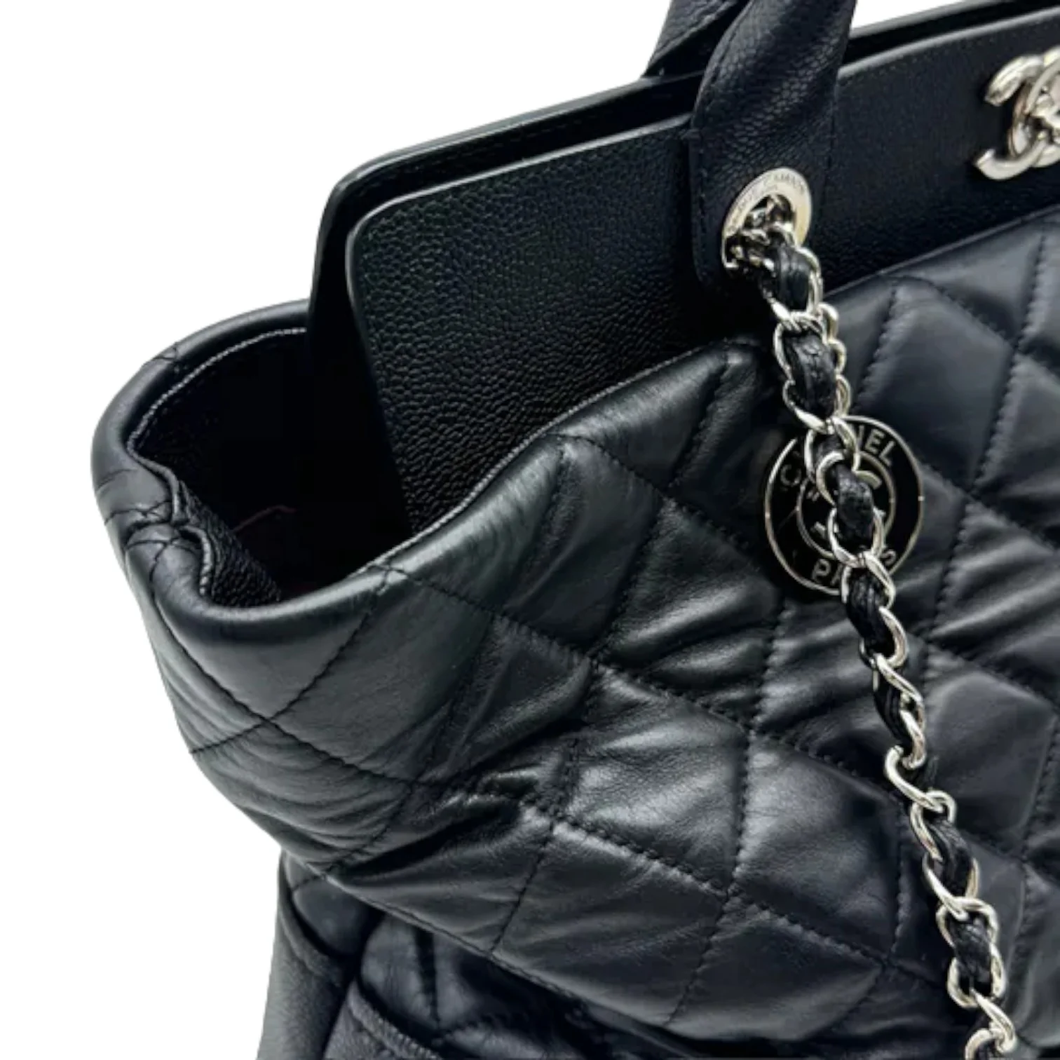 Bi Coco Large Shopper Tote Lambskin Caviar Quilted Black SHW - Image 13