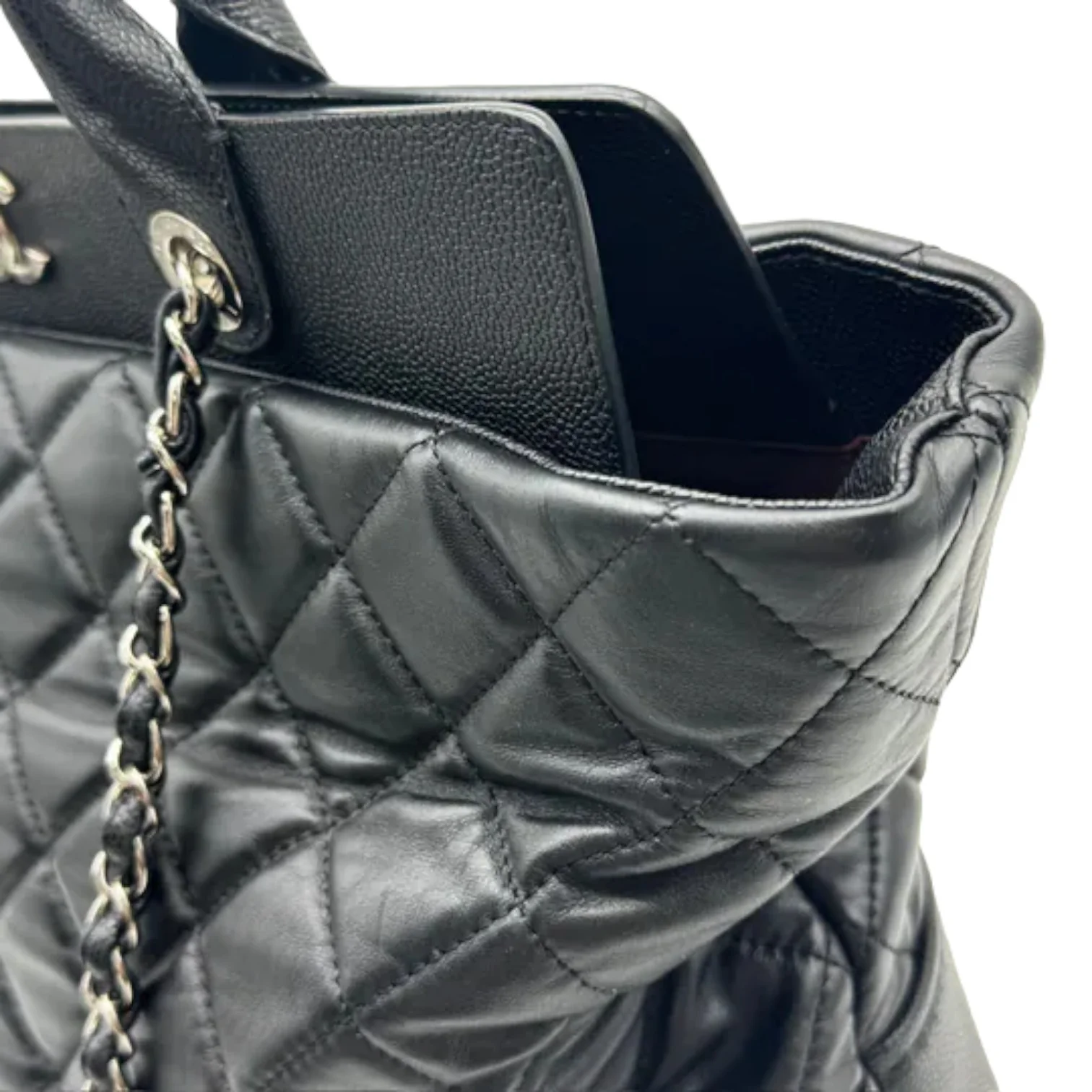 Bi Coco Large Shopper Tote Lambskin Caviar Quilted Black SHW - Image 14