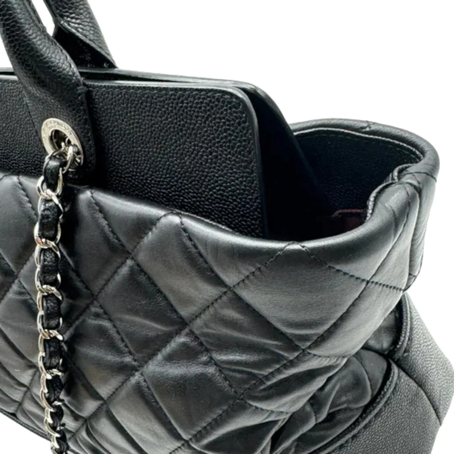 Bi Coco Large Shopper Tote Lambskin Caviar Quilted Black SHW - Image 16