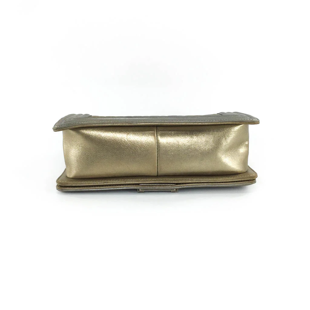 Boy Bag in Gold & Silver Lambkin Leather with Antique Ruthenium Hardware - Image 14