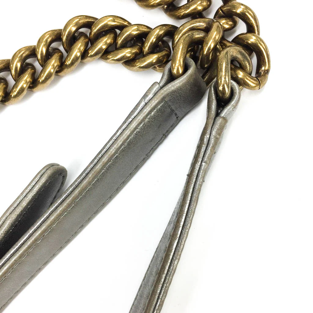 Boy Bag in Gold & Silver Lambkin Leather with Antique Ruthenium Hardware - Image 21