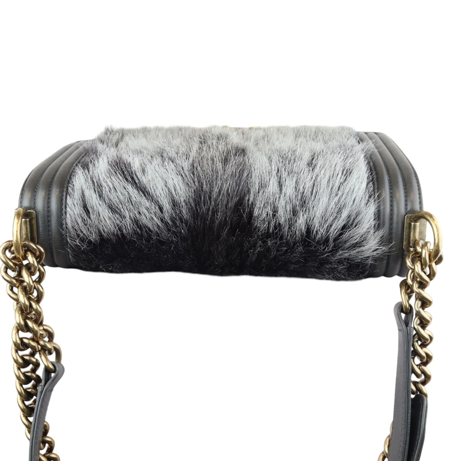 Boy Flap Medium Goat Hair Calfskin Grey GHW - Image 13