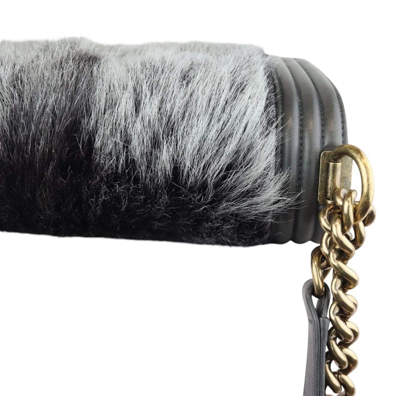 Boy Flap Medium Goat Hair Calfskin Grey GHW - Image 16