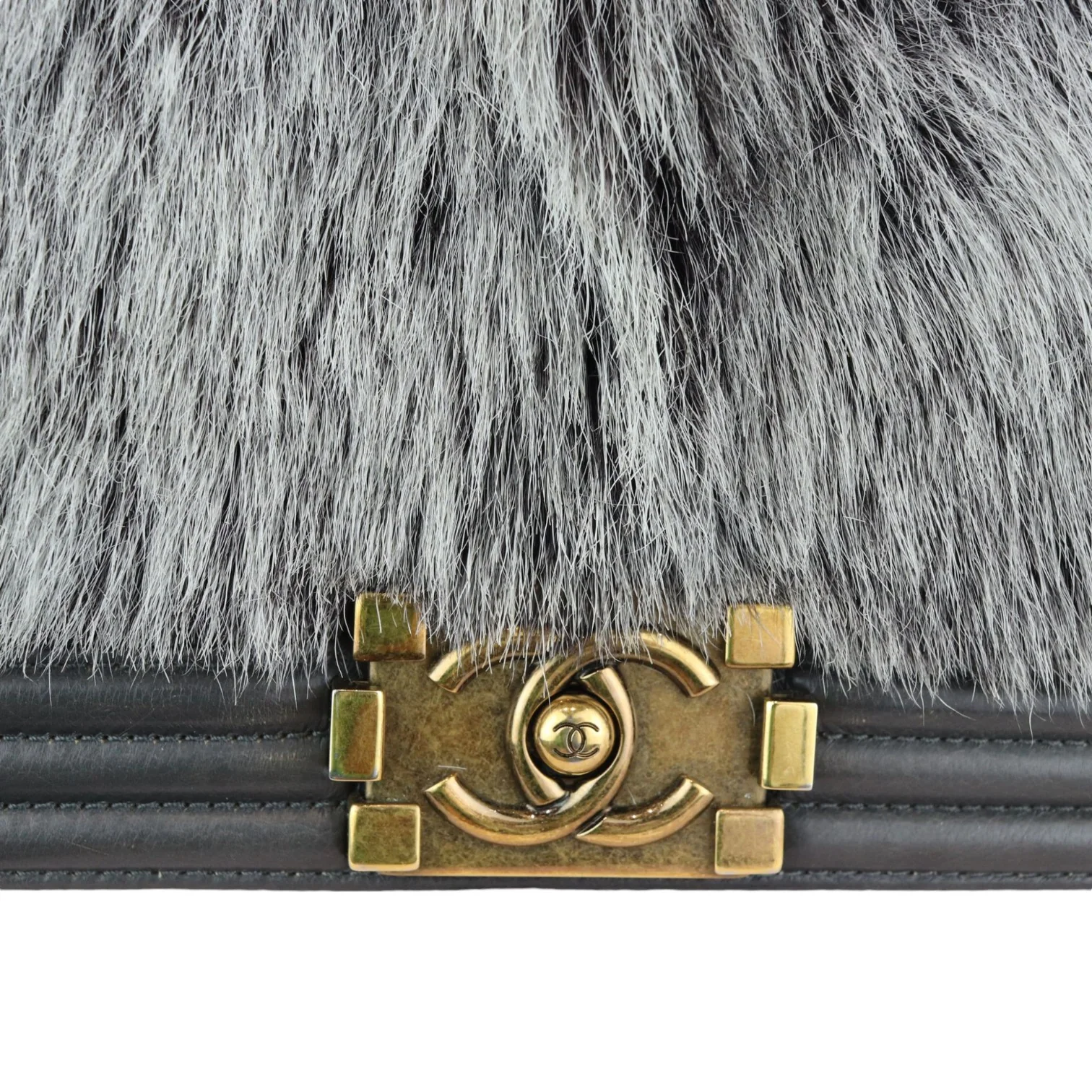 Boy Flap Medium Goat Hair Calfskin Grey GHW - Image 25