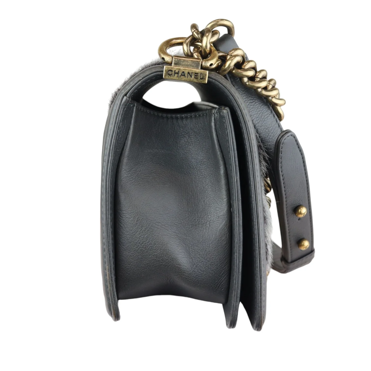 Boy Flap Medium Goat Hair Calfskin Grey GHW - Image 6