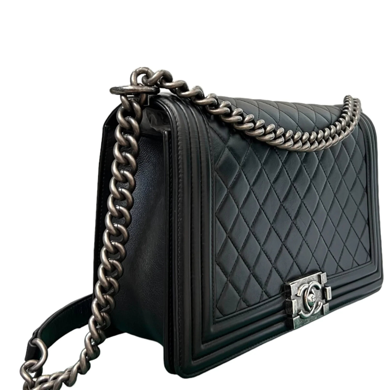 Boy Flap New Medium Lambskin Quilted Black RHW - Image 4