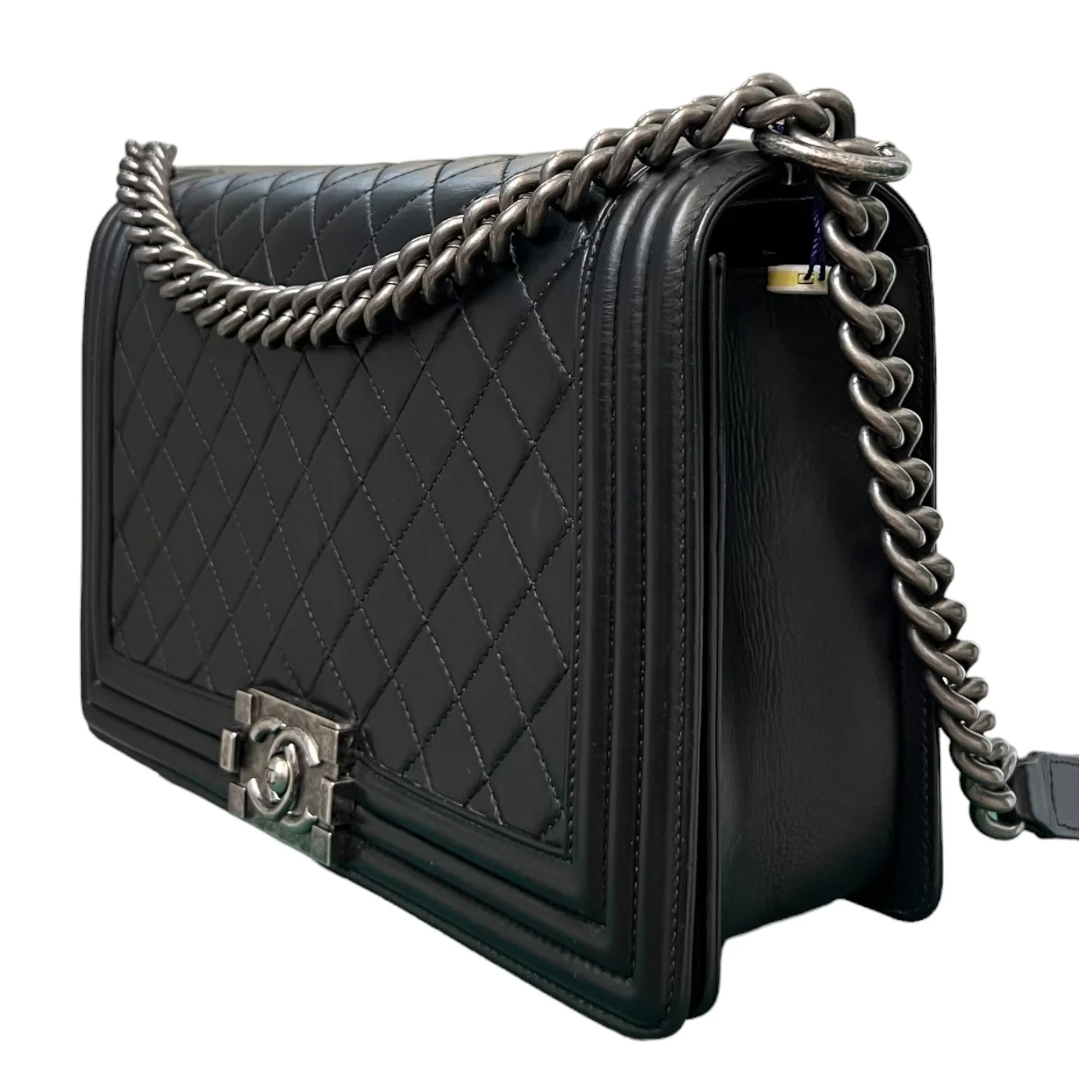 Boy Flap New Medium Lambskin Quilted Black RHW - Image 5