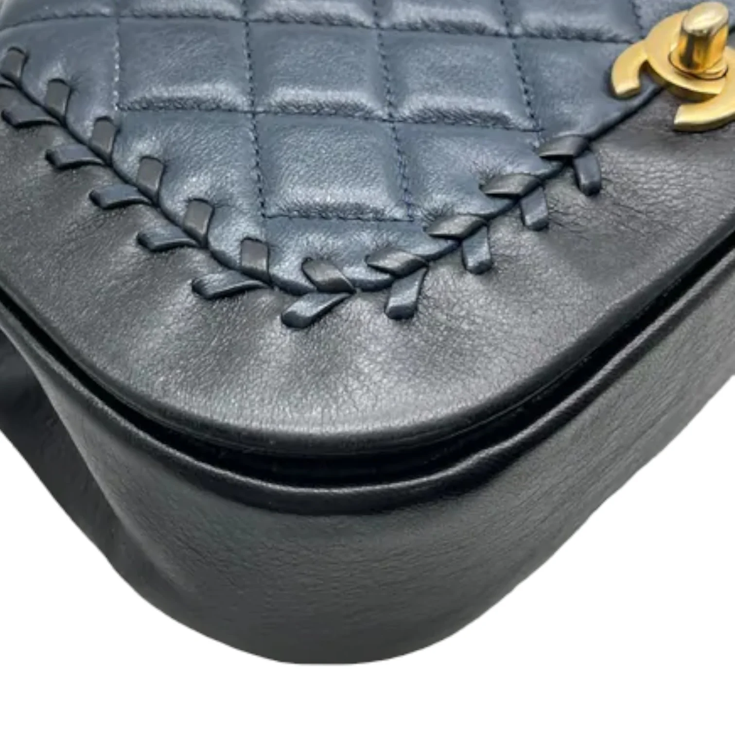 Braided Flap Lambskin Quilted Navy Black GHW - Image 10