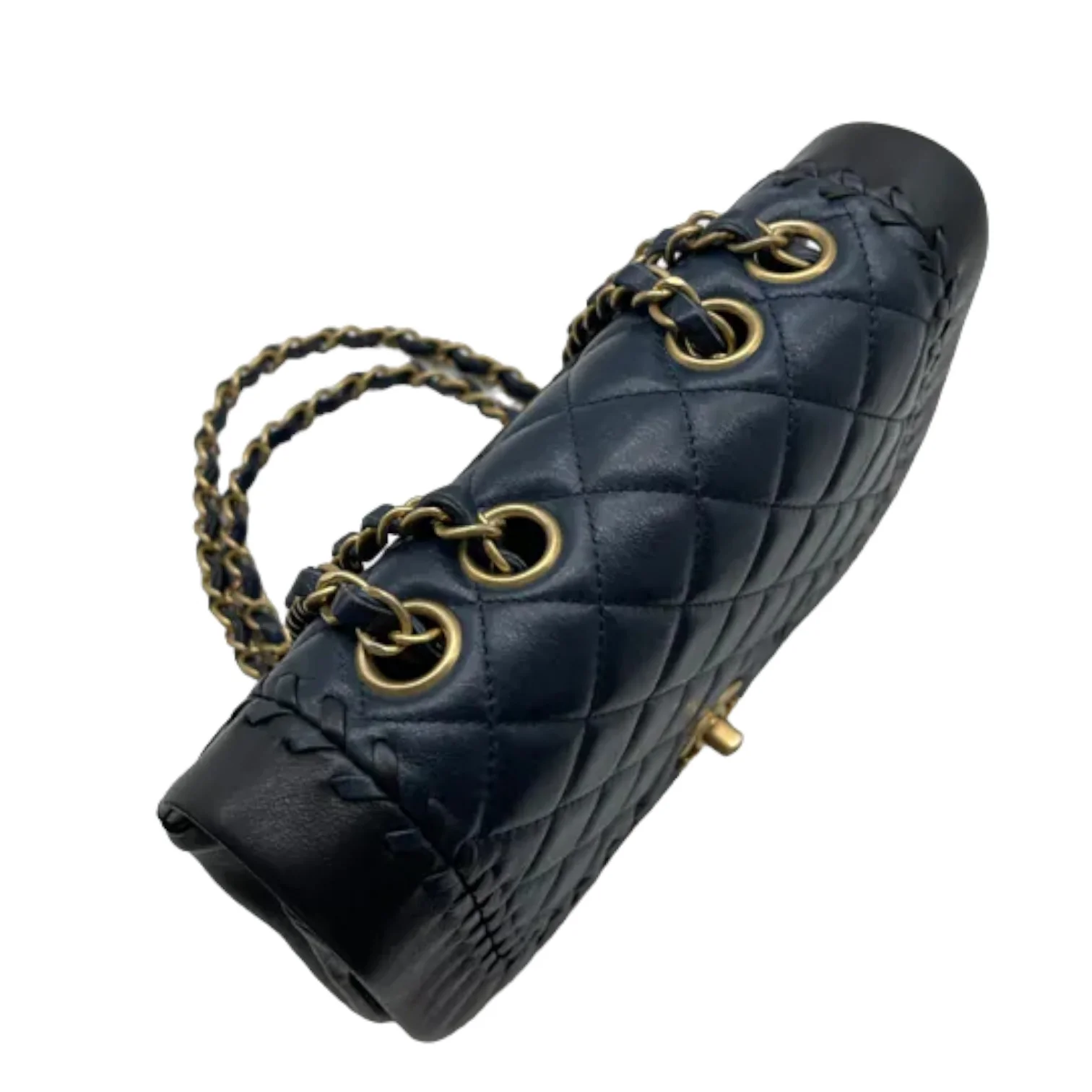 Braided Flap Lambskin Quilted Navy Black GHW - Image 13