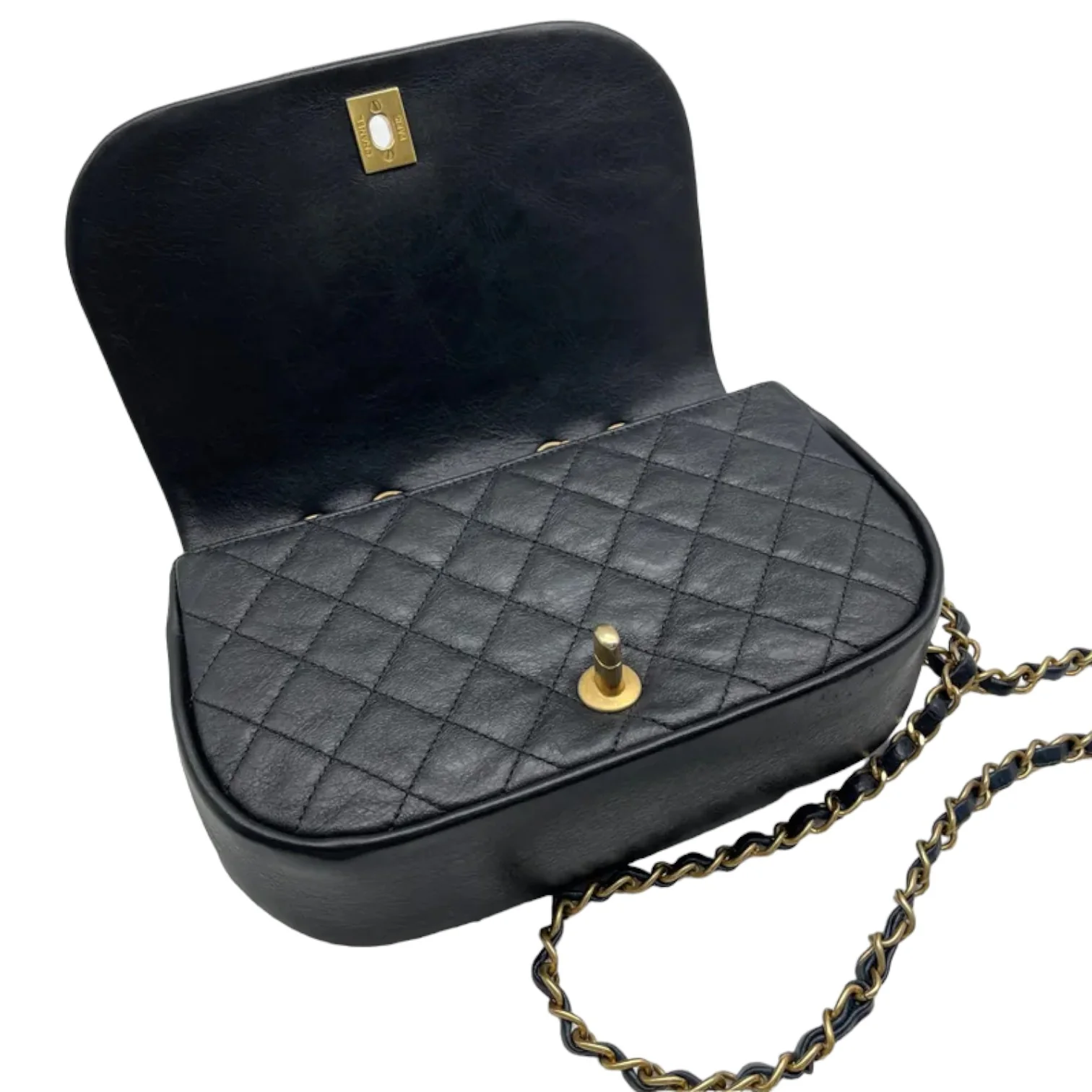 Braided Flap Lambskin Quilted Navy Black GHW - Image 21