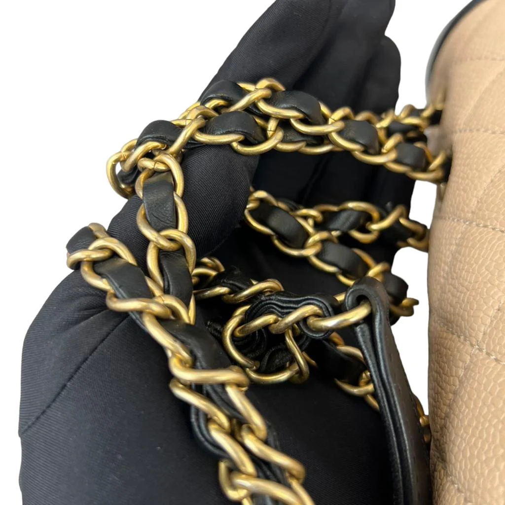 Caviar Quilted CC Filigree Flap in Beige and Black GHW - Image 13