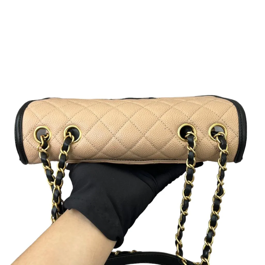 Caviar Quilted CC Filigree Flap in Beige and Black GHW - Image 9