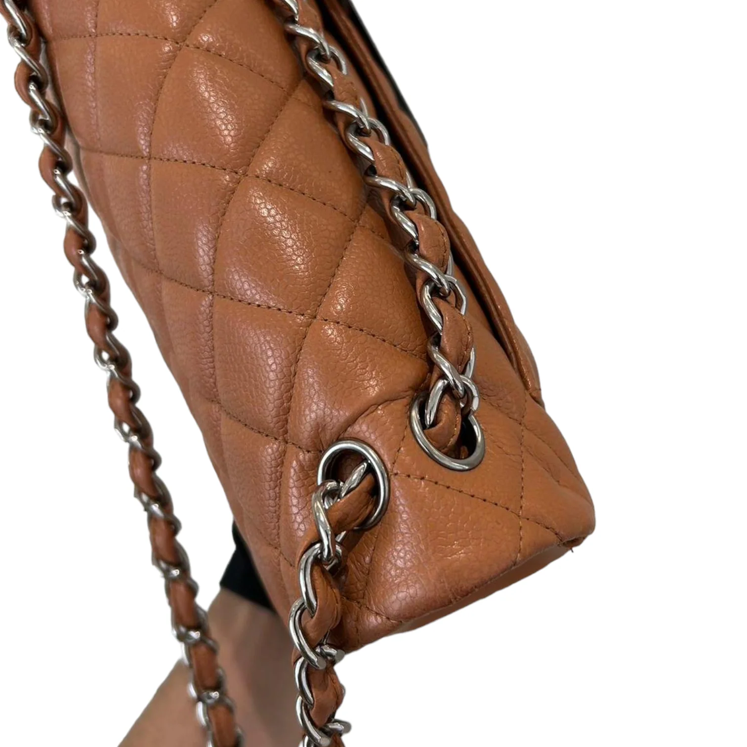 Caviar Quilted Jumbo Double Flap Caramel SHW - Image 14