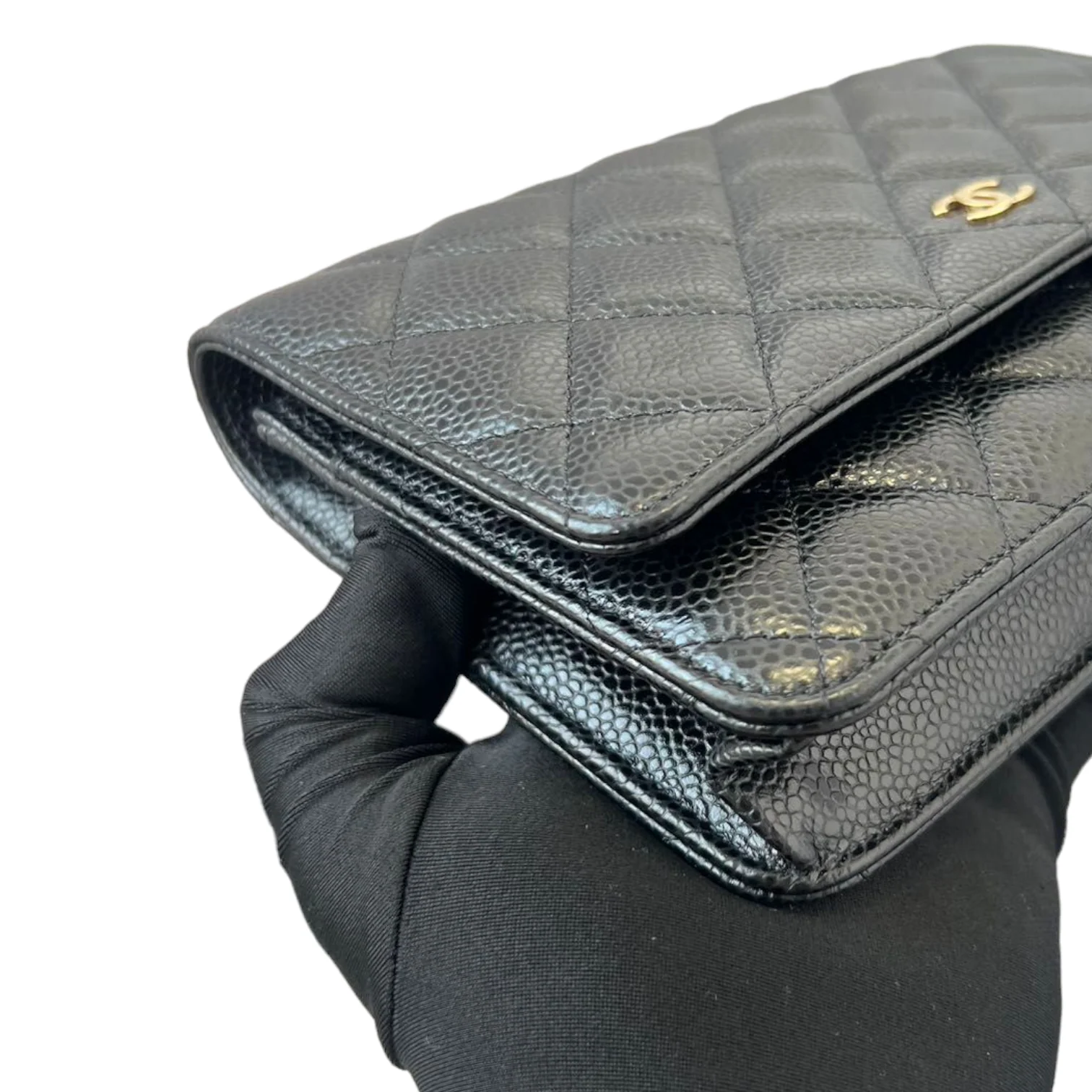 Caviar Quilted Wallet on Chain WOC Black GHW - Image 6