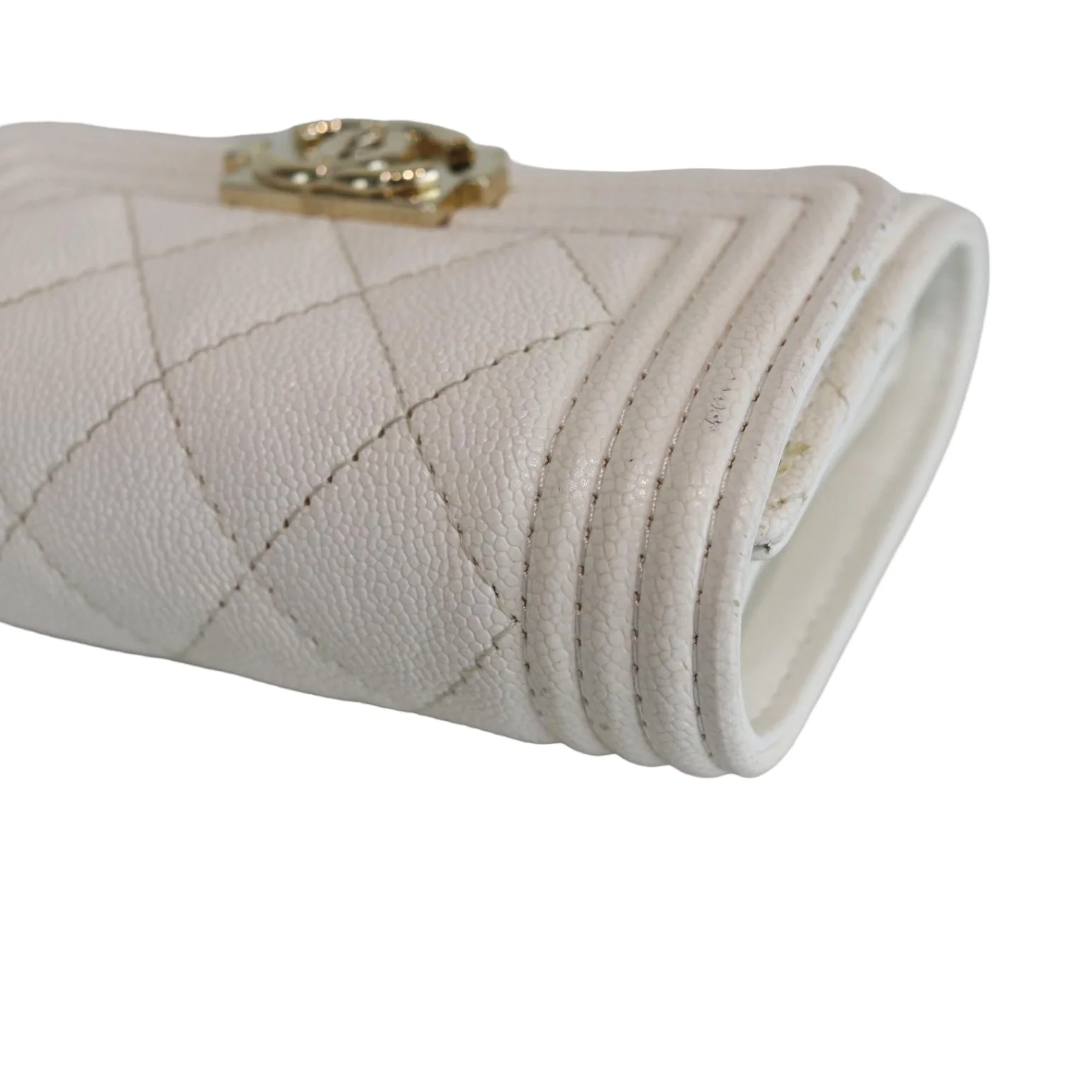 Caviar Quilted White Flap Wallet LGHW - Image 10