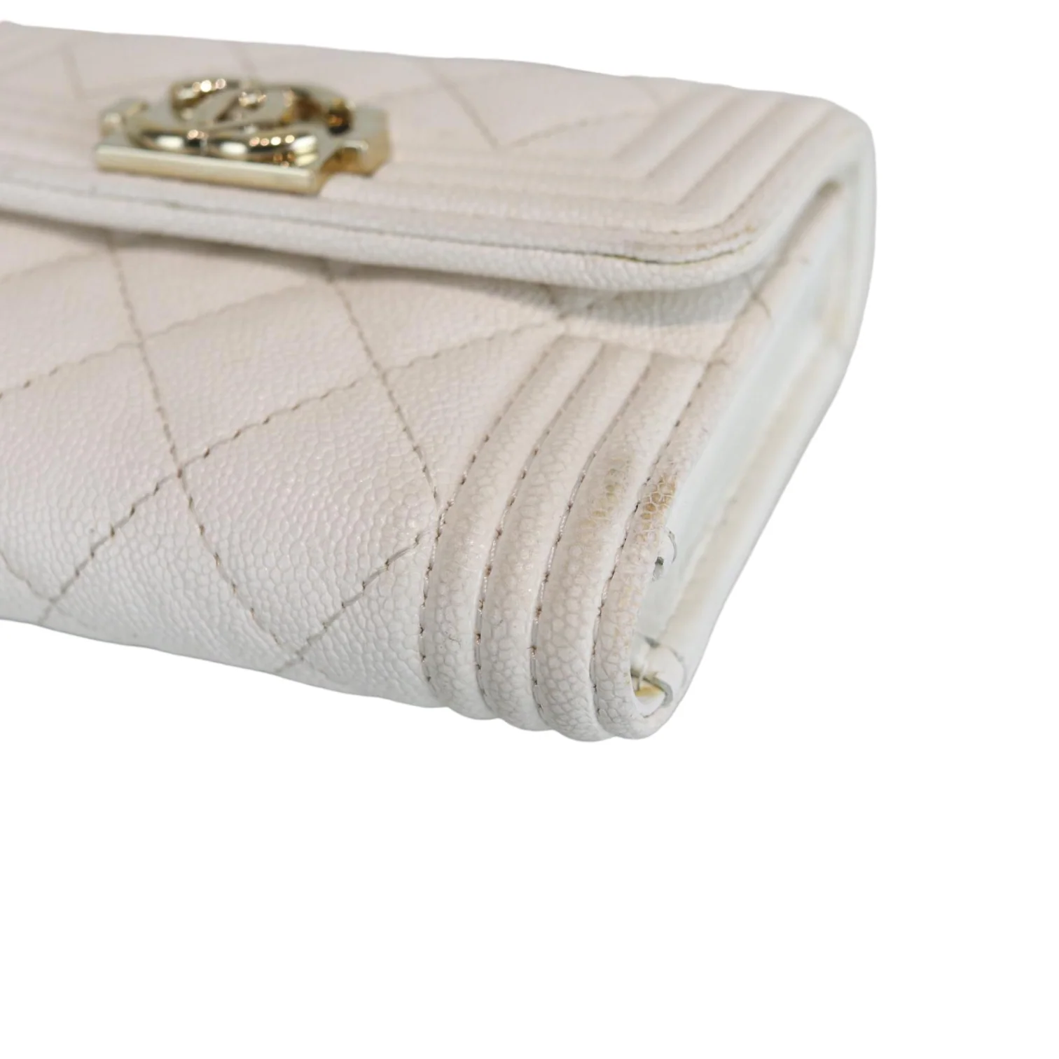 Caviar Quilted White Flap Wallet LGHW - Image 11