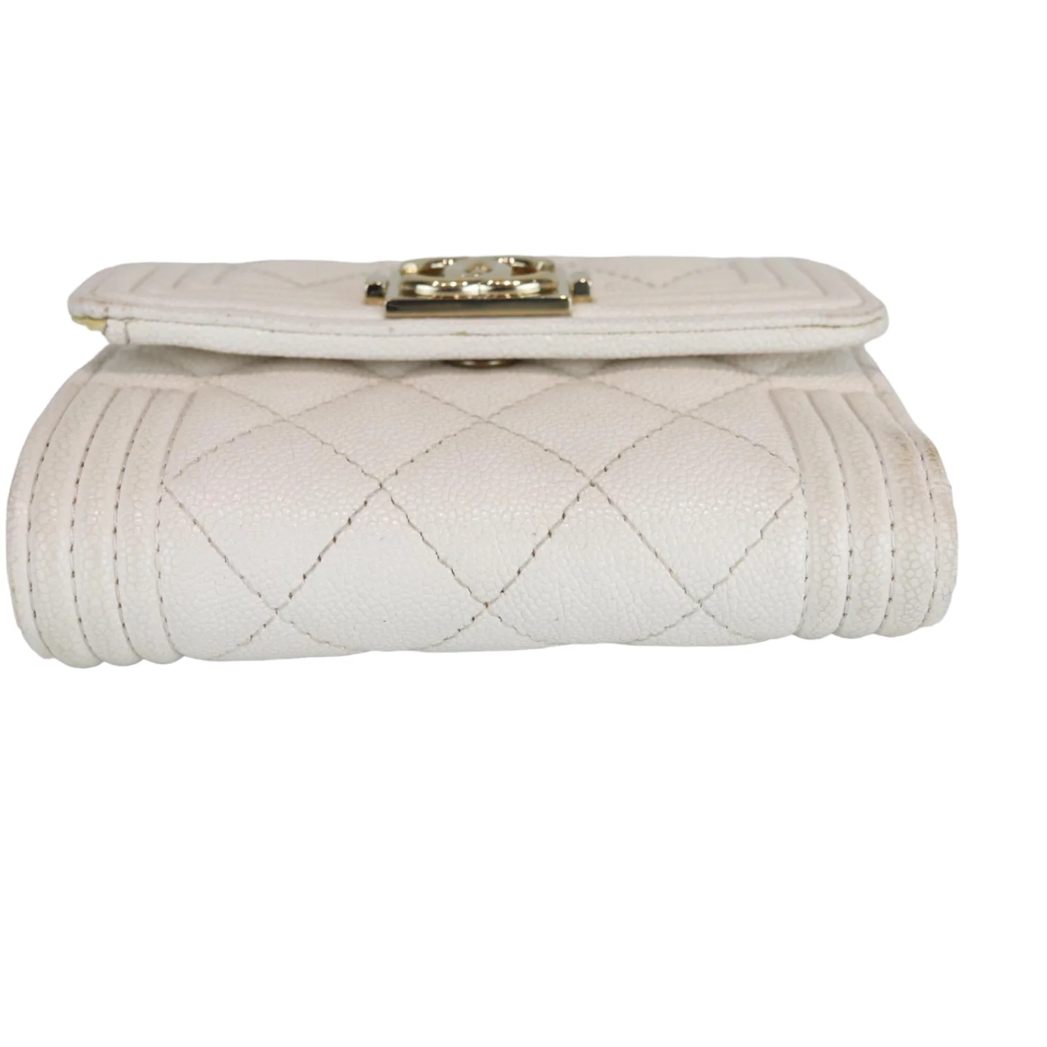 Caviar Quilted White Flap Wallet LGHW - Image 3