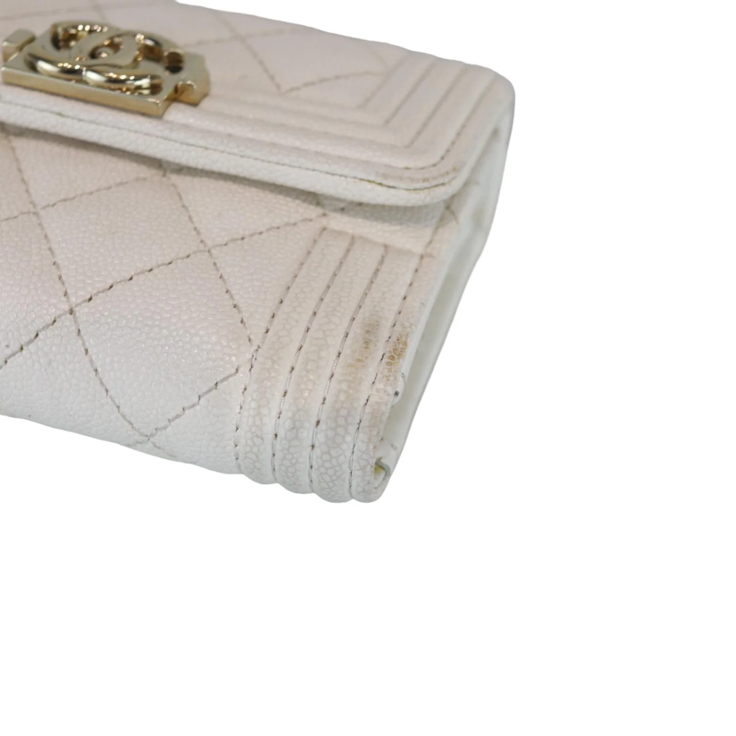 Caviar Quilted White Flap Wallet LGHW - Image 7