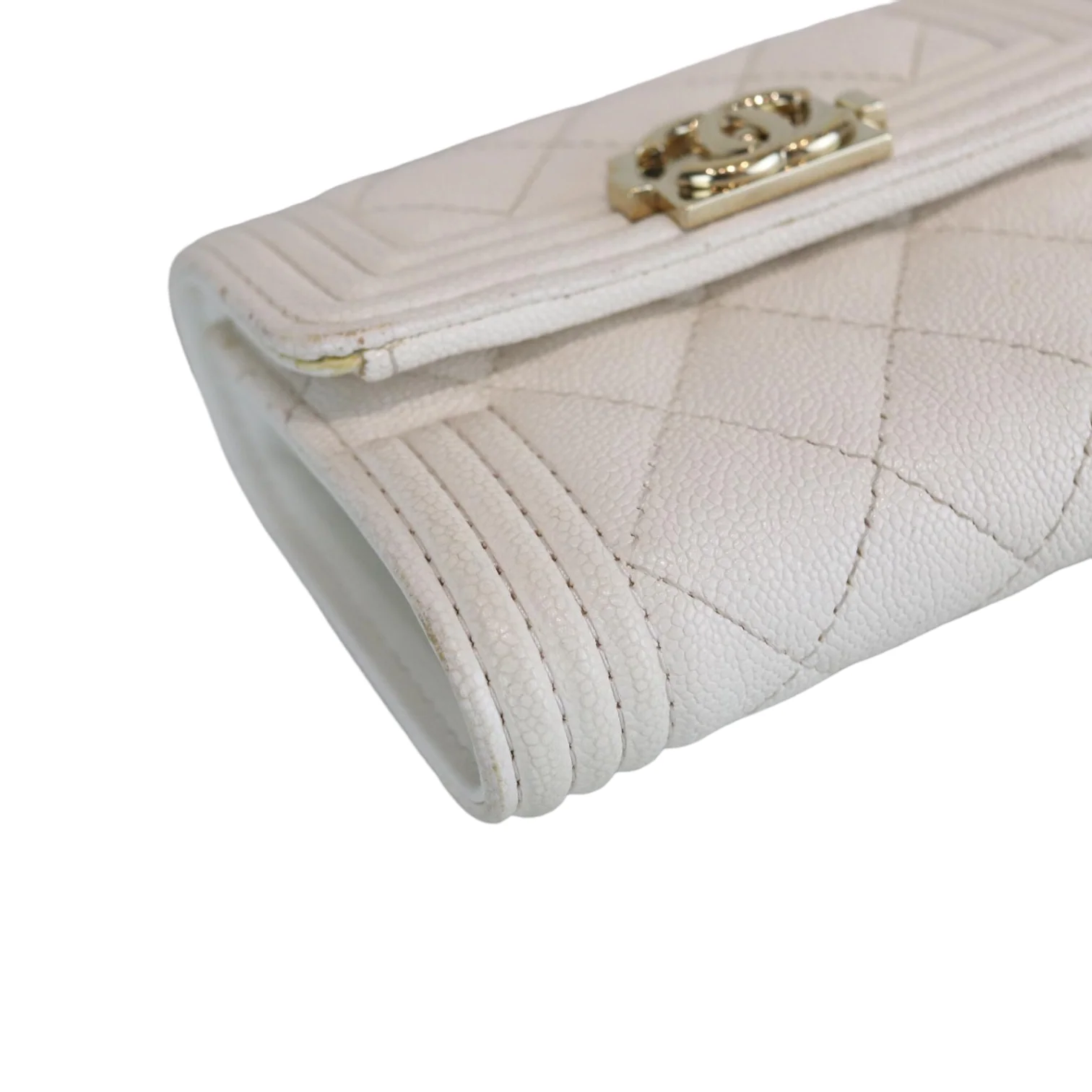 Caviar Quilted White Flap Wallet LGHW - Image 8
