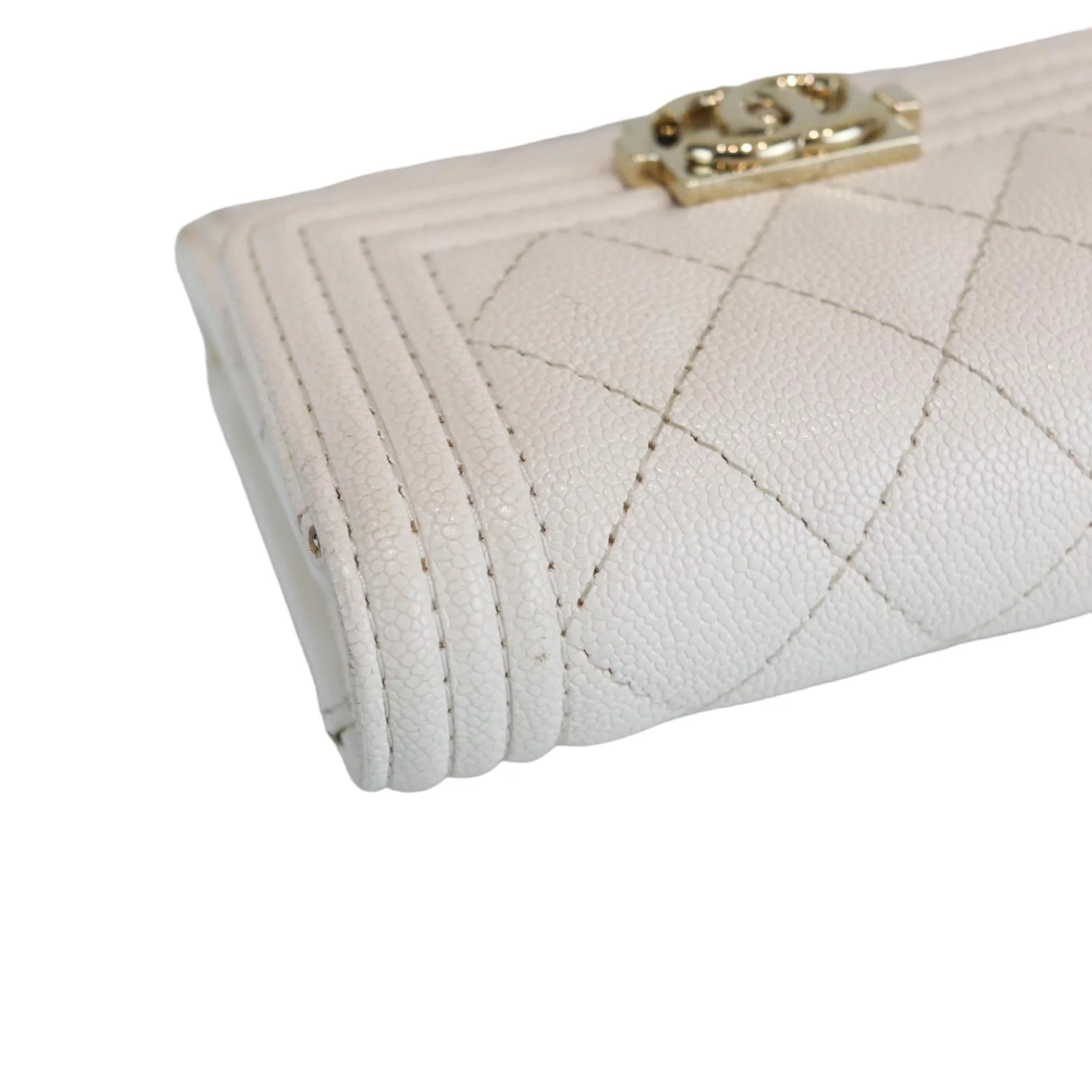 Caviar Quilted White Flap Wallet LGHW - Image 9