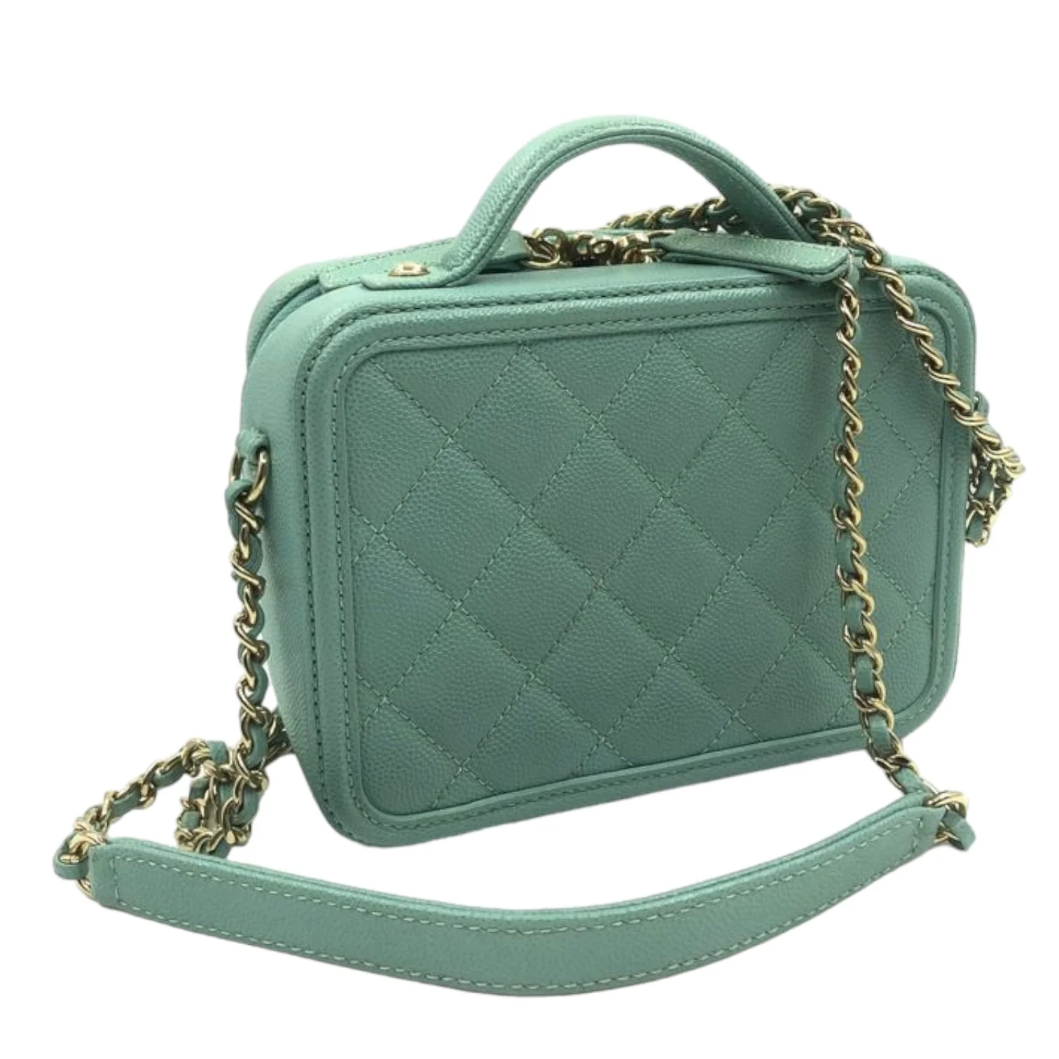CC Filigree Vanity Case Small Caviar Tiffany Blue GHW - Image 2