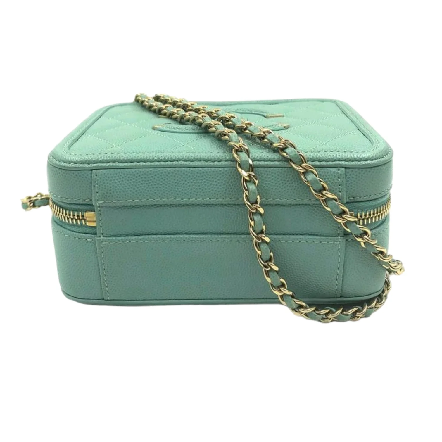 CC Filigree Vanity Case Small Caviar Tiffany Blue GHW - Image 3