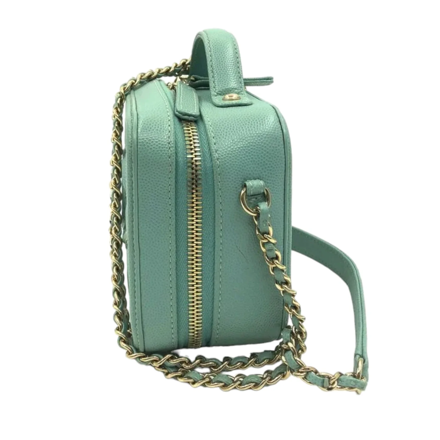 CC Filigree Vanity Case Small Caviar Tiffany Blue GHW - Image 4