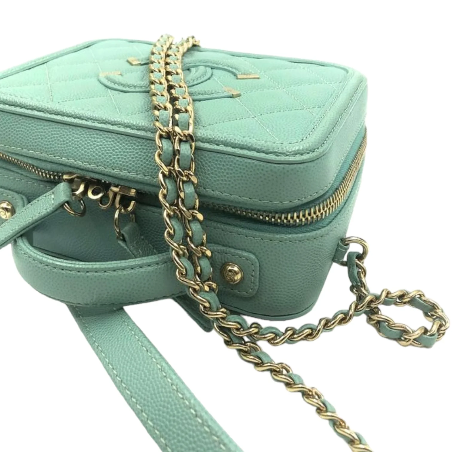 CC Filigree Vanity Case Small Caviar Tiffany Blue GHW - Image 6