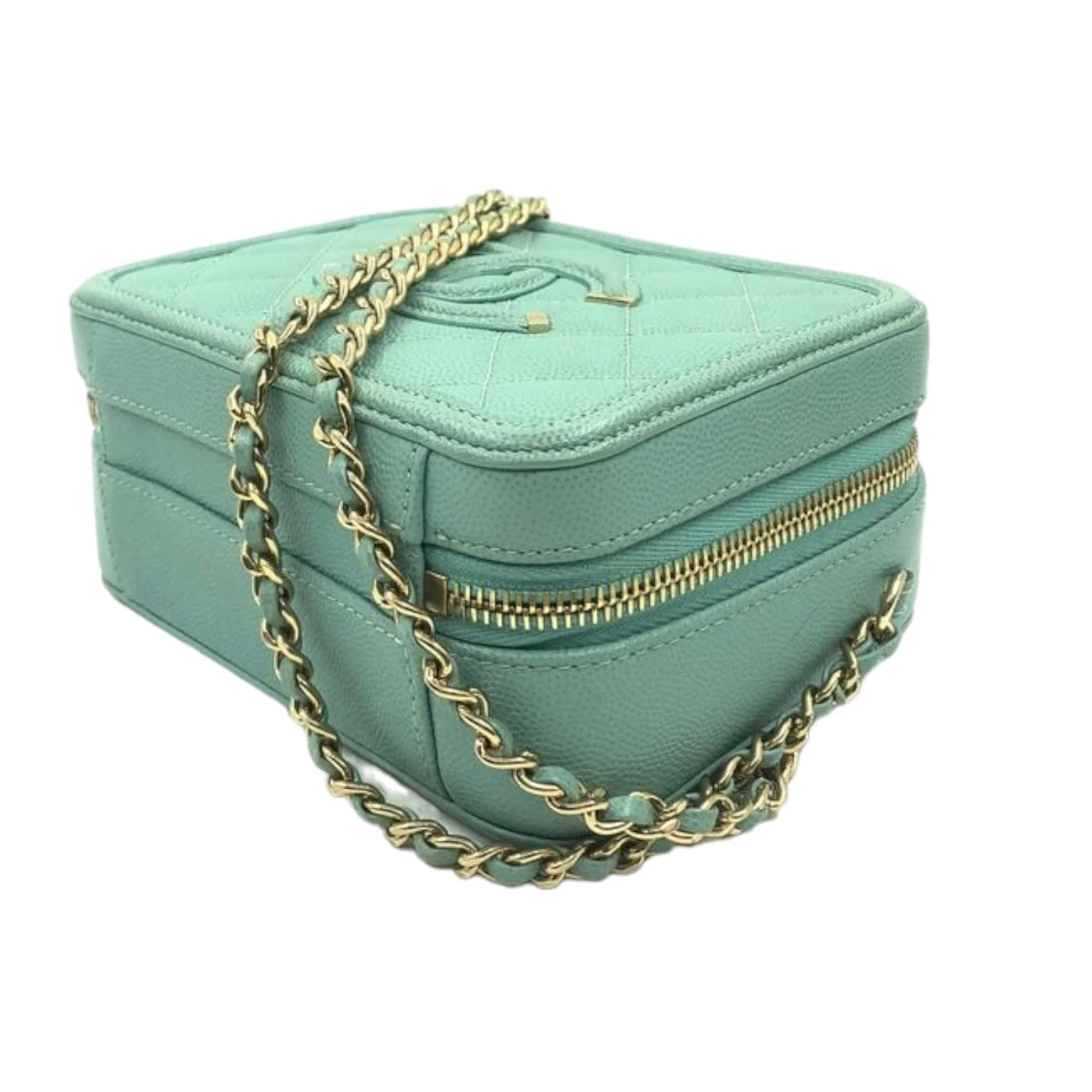 CC Filigree Vanity Case Small Caviar Tiffany Blue GHW - Image 7