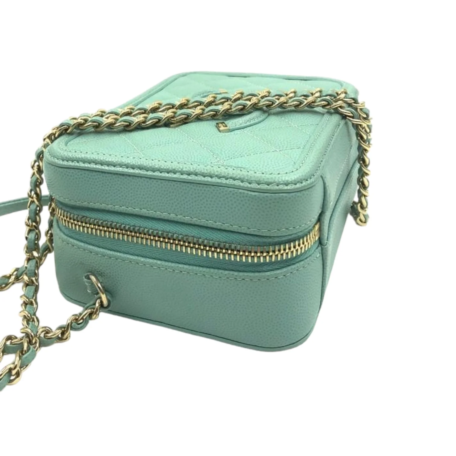 CC Filigree Vanity Case Small Caviar Tiffany Blue GHW - Image 9