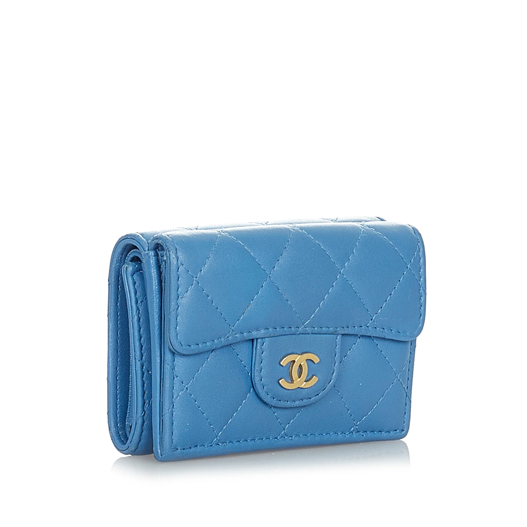CC Timeless Lambskin Leather Wallet Blue - Image 2