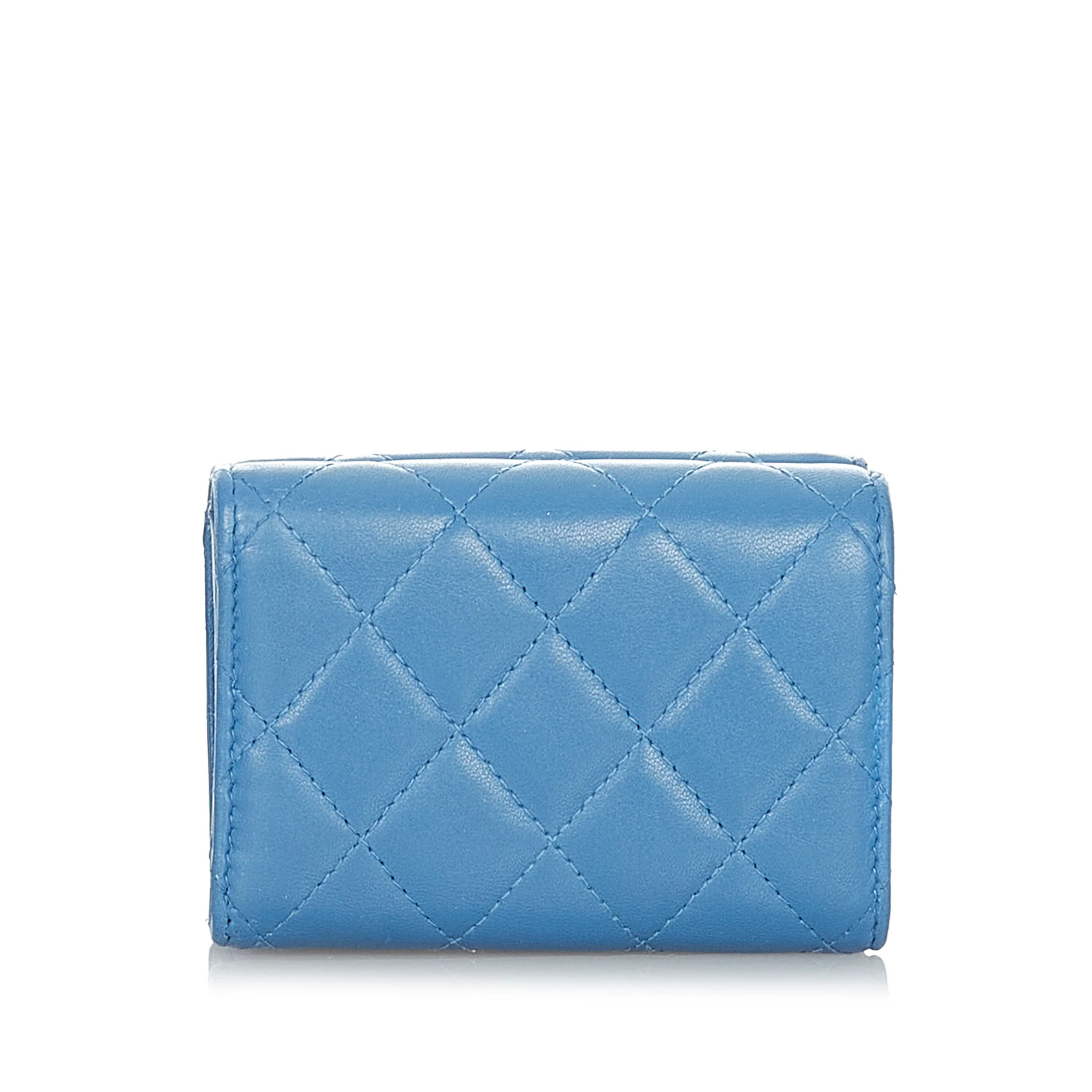 CC Timeless Lambskin Leather Wallet Blue - Image 3