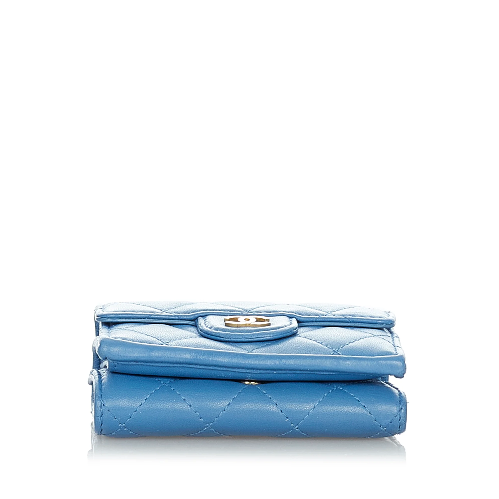 CC Timeless Lambskin Leather Wallet Blue - Image 4