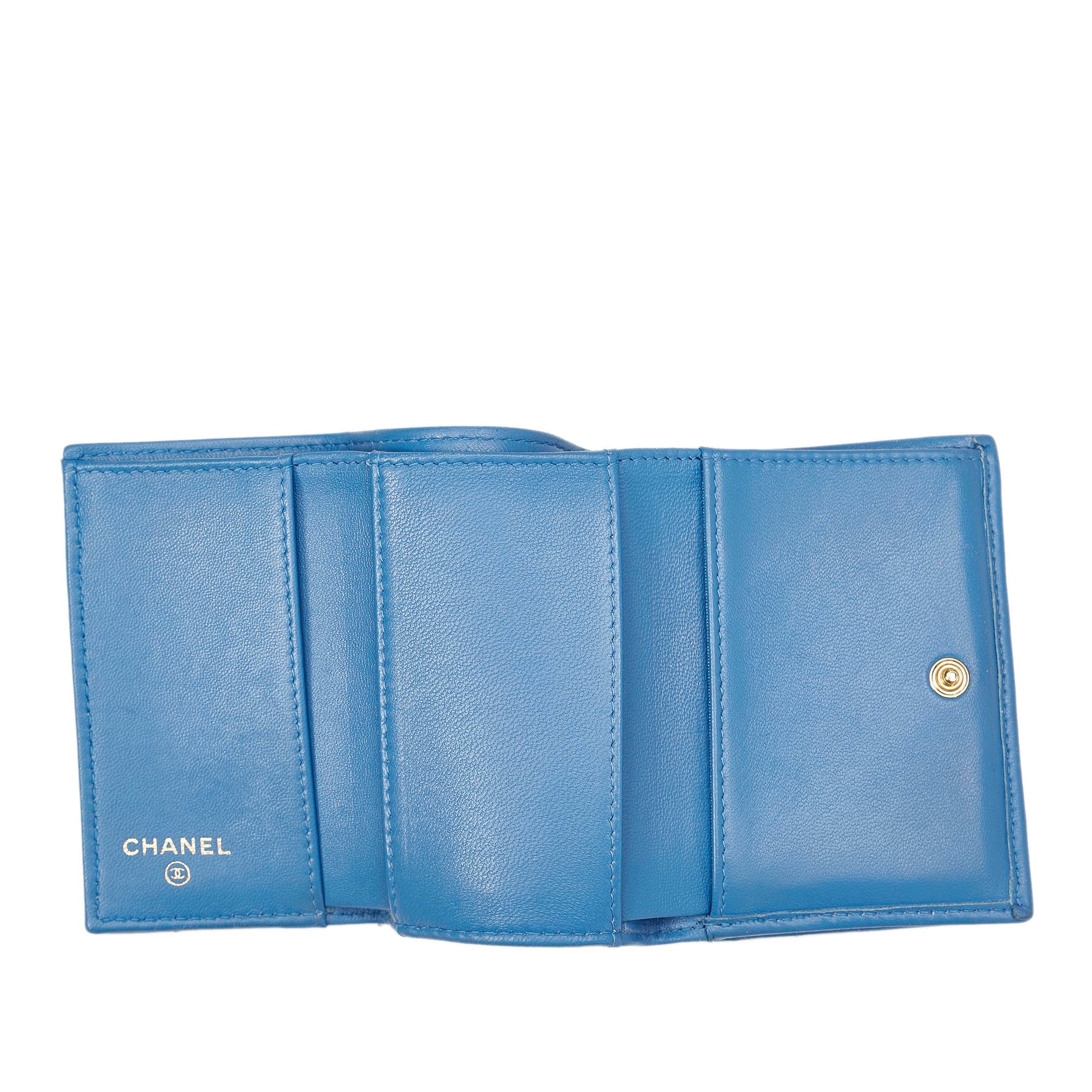 CC Timeless Lambskin Leather Wallet Blue - Image 5