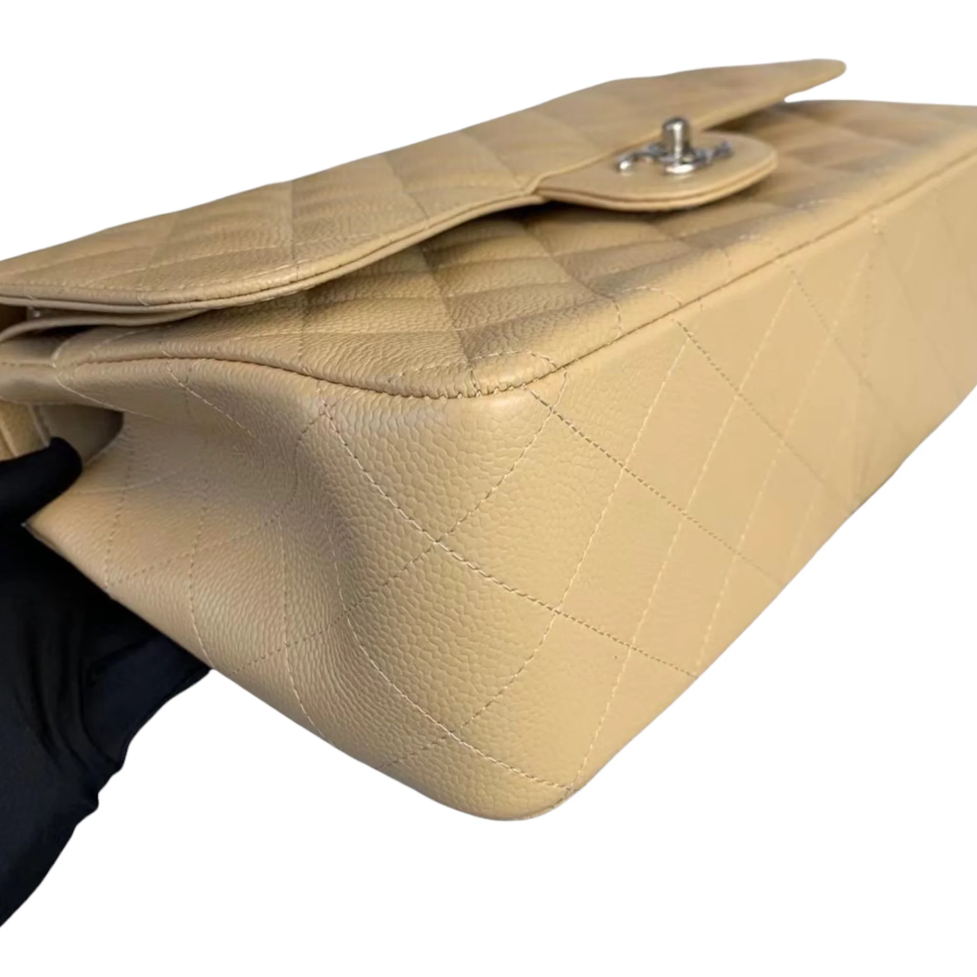 Classic Flap Jumbo Caviar Beige SHW - Image 7
