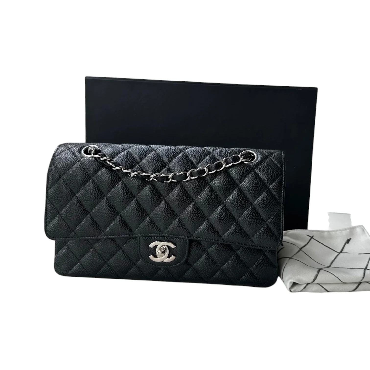 Classis Double Flap Medium Caviar Quilted Black SHW - Image 2