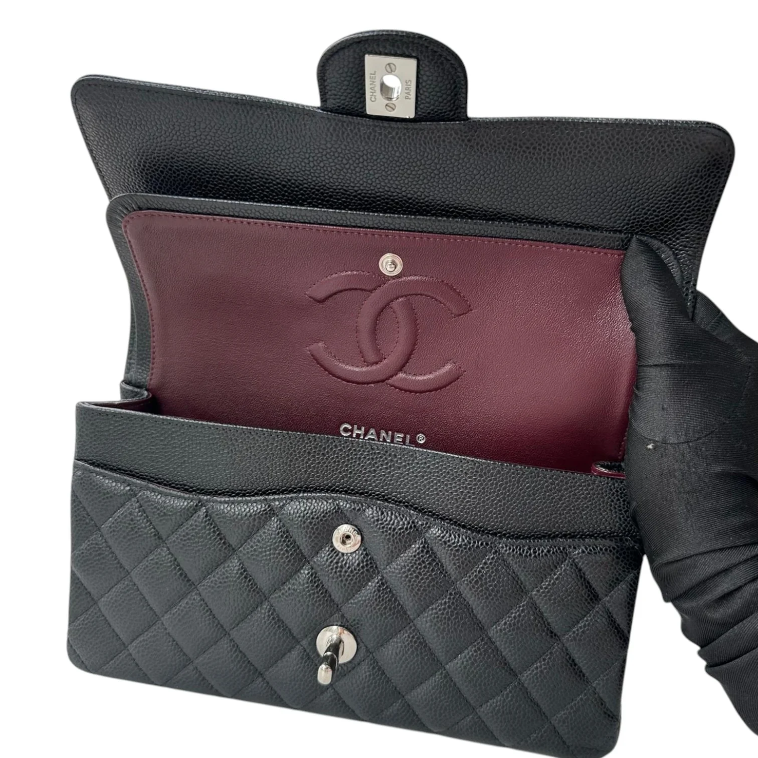 Classis Double Flap Medium Caviar Quilted Black SHW - Image 27
