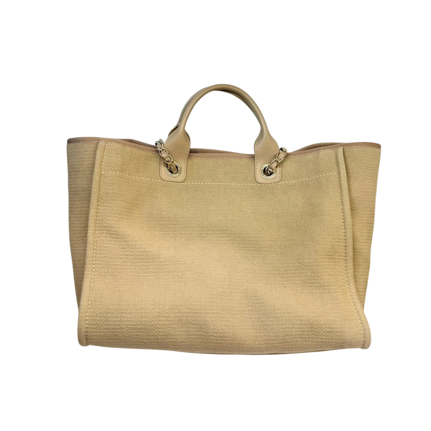 Deauville Tote Medium Mixed Fibers Beige LGHW - Image 3