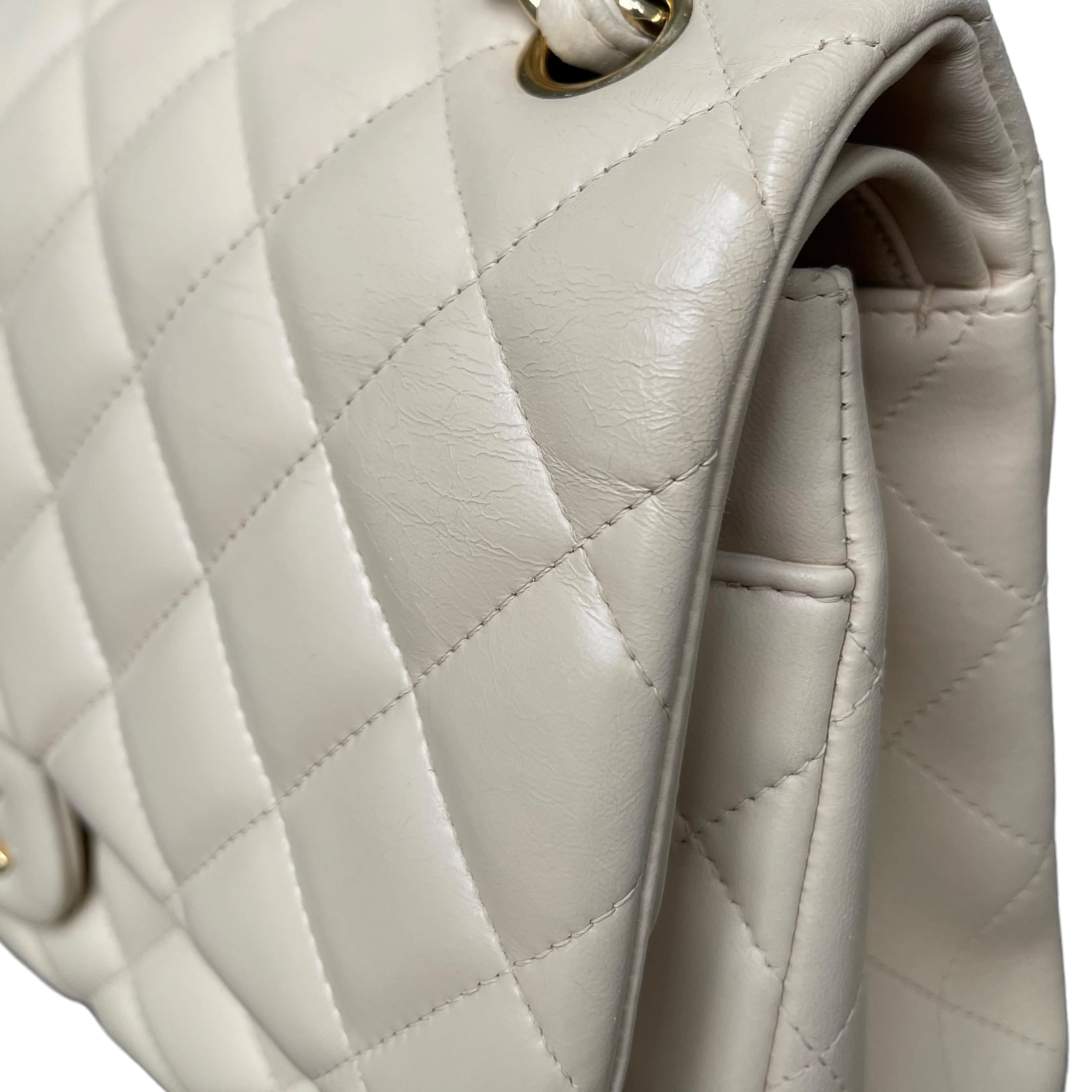Chanel Double Flap Jumbo Beige Lambskin GHW - Image 12