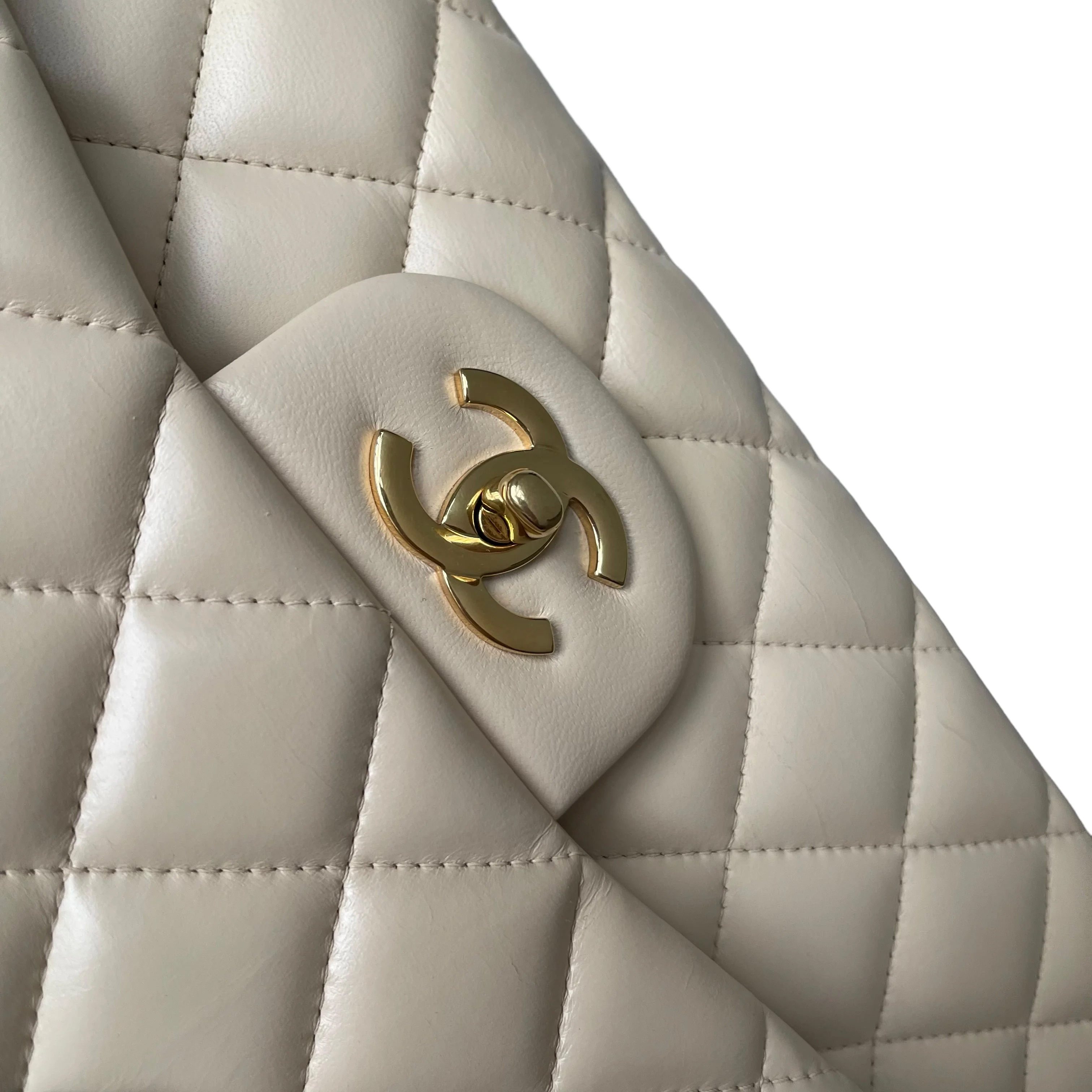 Chanel Double Flap Jumbo Beige Lambskin GHW - Image 13