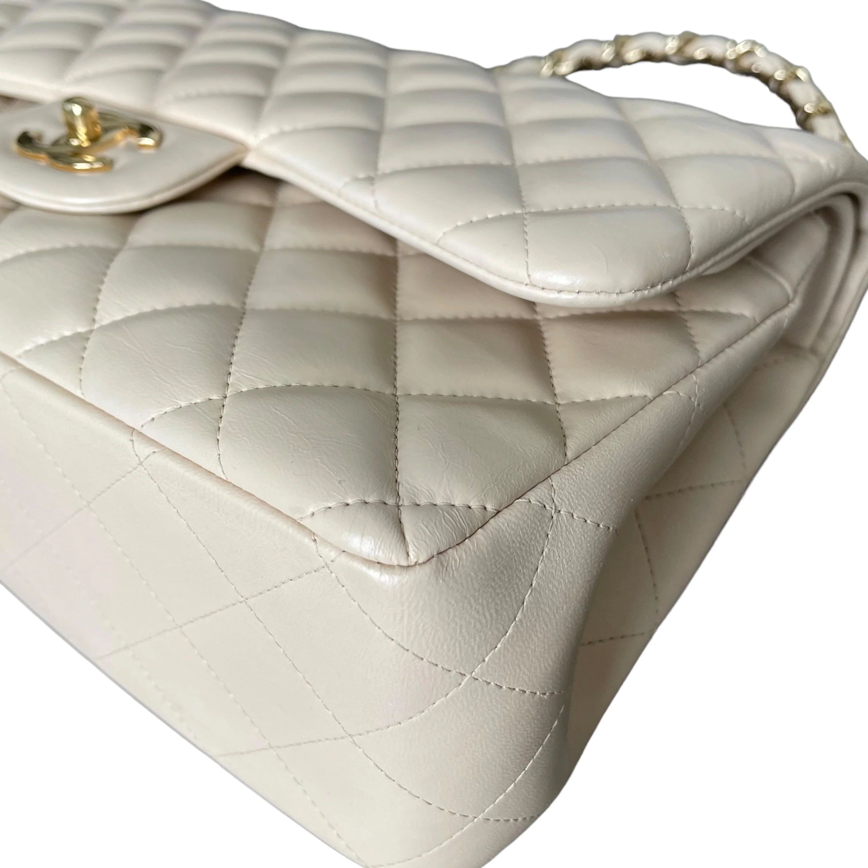 Chanel Double Flap Jumbo Beige Lambskin GHW - Image 18